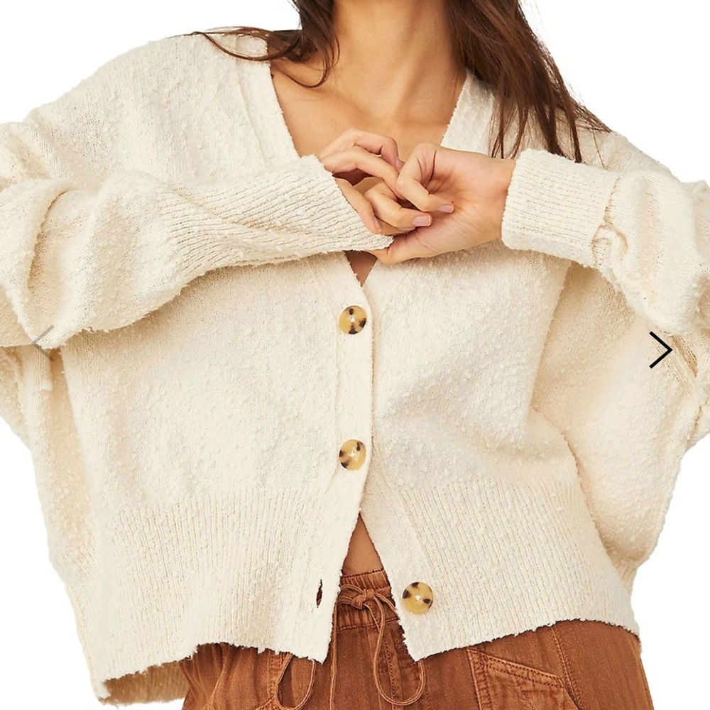 Free People Cream Cardigan Sweater